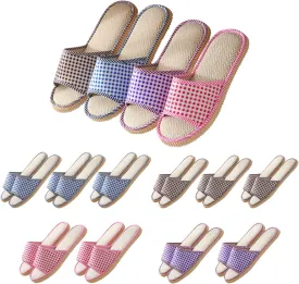 10 Pairs Washable House Slippers for Guests,Disposable Slippers for Guests,Breathable Open Toe Indoor Slipper,Spa Slipper for Guests,Home,Bedroom,Hotel,Travel,Unisex Universal Size(6 Large Size 4