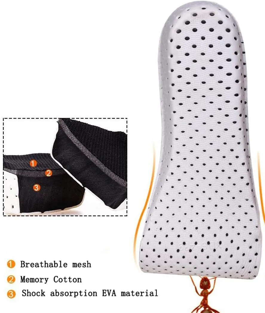 1Pair Soft Breathable Memory Foam Full Length Height Increase Insole Invisible Increasing Heel Lifting Inserts Short Boots Lifts Pads Elevator Insoles for Unisex Men Women(4.3cm Height)