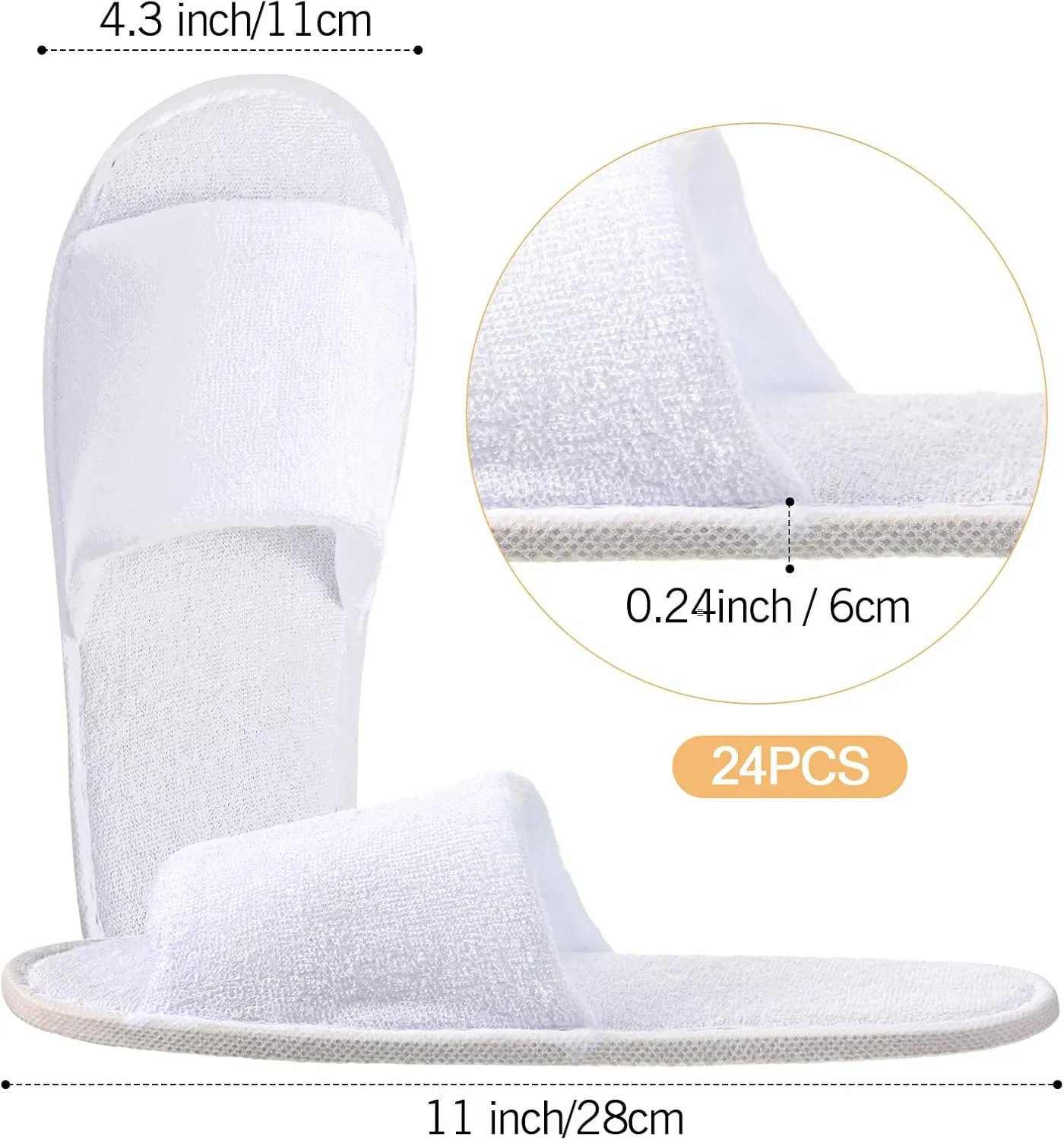 24 Pairs Spa Disposable Slippers Open Toe Non Slip Slippers for Women Men Guests Hotels Home Party Housewarming