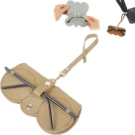 3 Pcs Soft Leather Sunglasses Bag, Portable Glasses Case Holder Sunglasses Pouch with Wrist Strap, Slim Glass Organizer Case