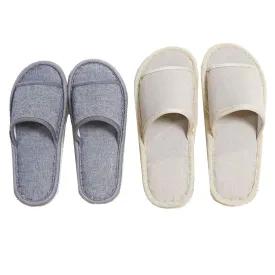 6 Pair of Open Toe Breathable Slippers,Solid Color Casual Slippers,Spa Slippers for Guests, Hotel, Travel, Unisex Universal Size Washable (3 beige medium size 3 gray large size)