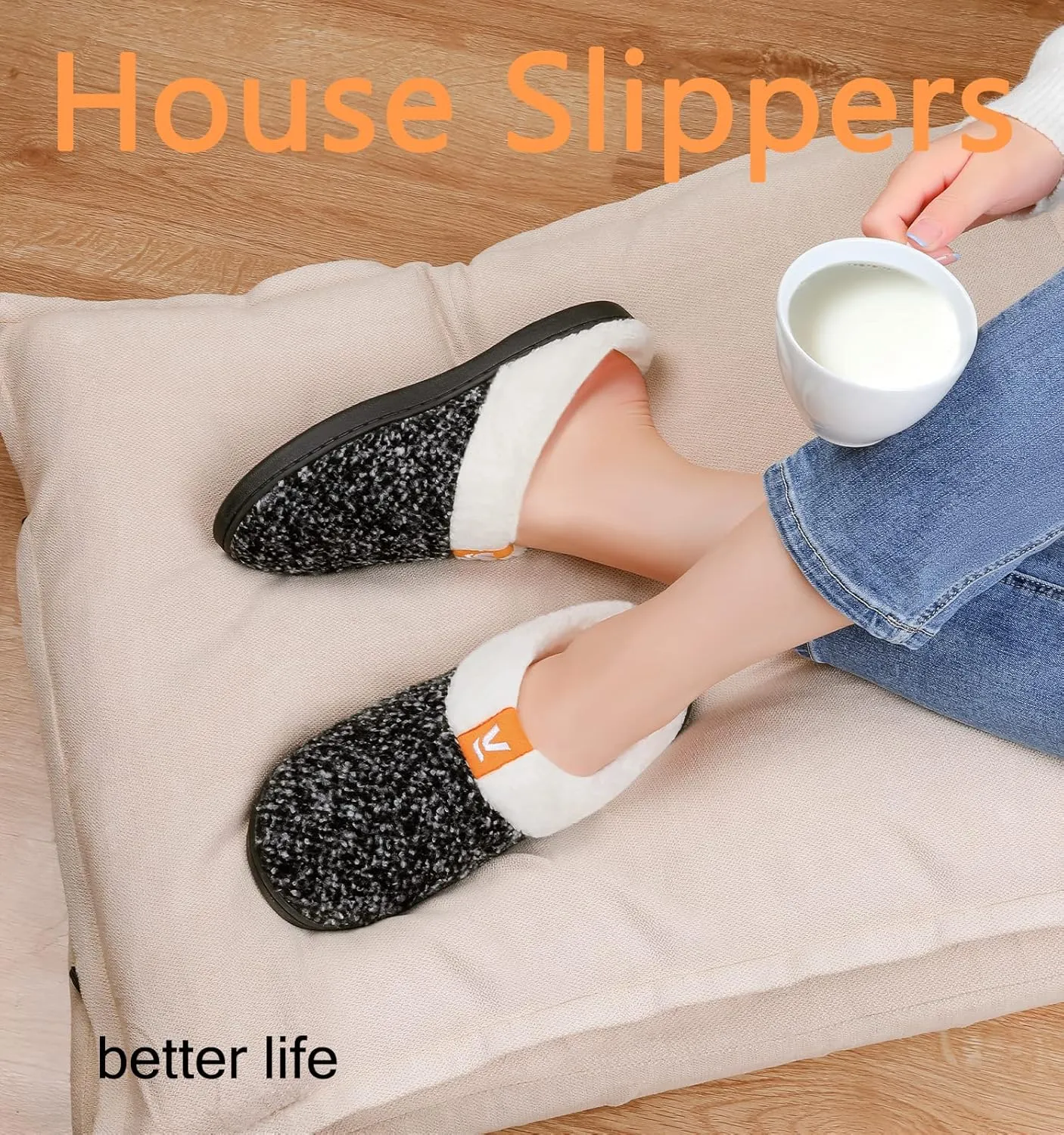 Ankis Womens Mens Slippers Memory Foam Comfort Wool-Like Plush Fleece Lined House Shoes for Indoor & Outdoor with Arch Support