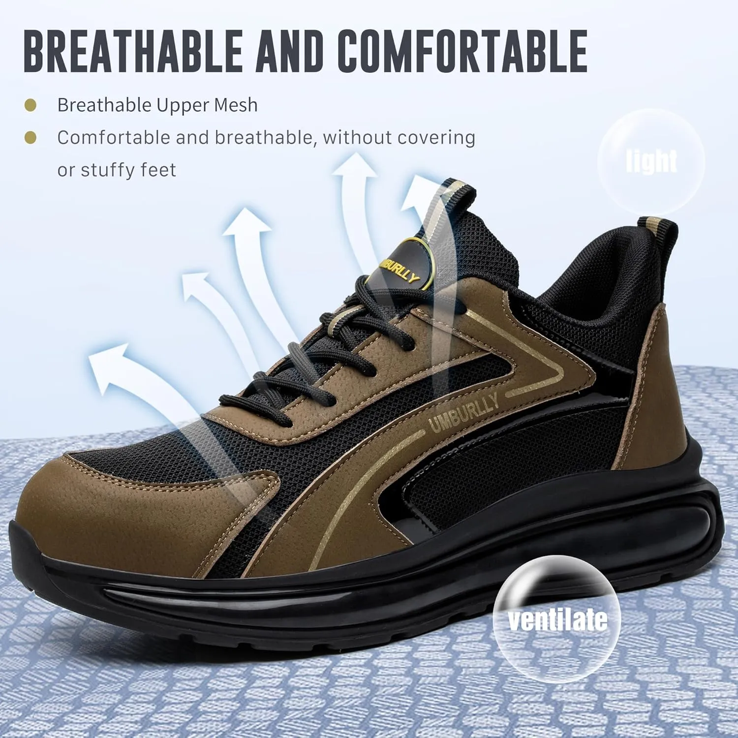 Asiman Steel Toe Shoes for Men Indestructible Work Shoes Lightweight Steel Toe Sneakers for Women Non Slip Breathable Safety Shoes Puncture Proof Composite Toe Shoes