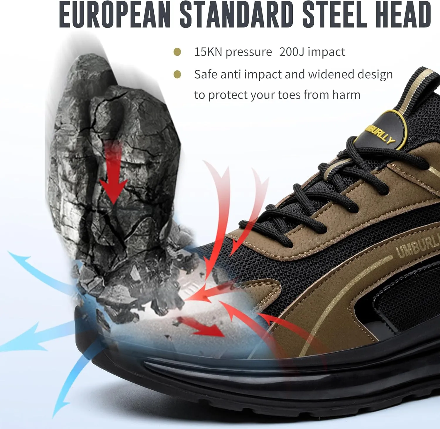 Asiman Steel Toe Shoes for Men Indestructible Work Shoes Lightweight Steel Toe Sneakers for Women Non Slip Breathable Safety Shoes Puncture Proof Composite Toe Shoes