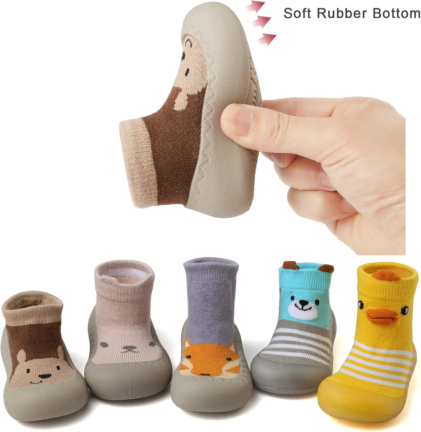 Baby Sock Shoes Toddler Cartoon Soft Rubber Sole Non Slip Indoor Floor Slipper for Infant Boys Girls
