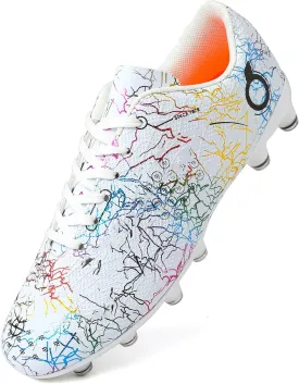 Boys' Soccer Shoes Kids Firm Ground Soccer Cleats Girls Athletic Sneakers Outdoor Turf Football Shoes for Little/Big Kid