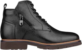 CALTO Men's Invisible Height Increasing Elevator Shoes - Black Premium Leather Lace-up Cap-Toe Dress Casual Boots - 2.8 Inches Taller - Y42071 - Size 6.5 D(M) US