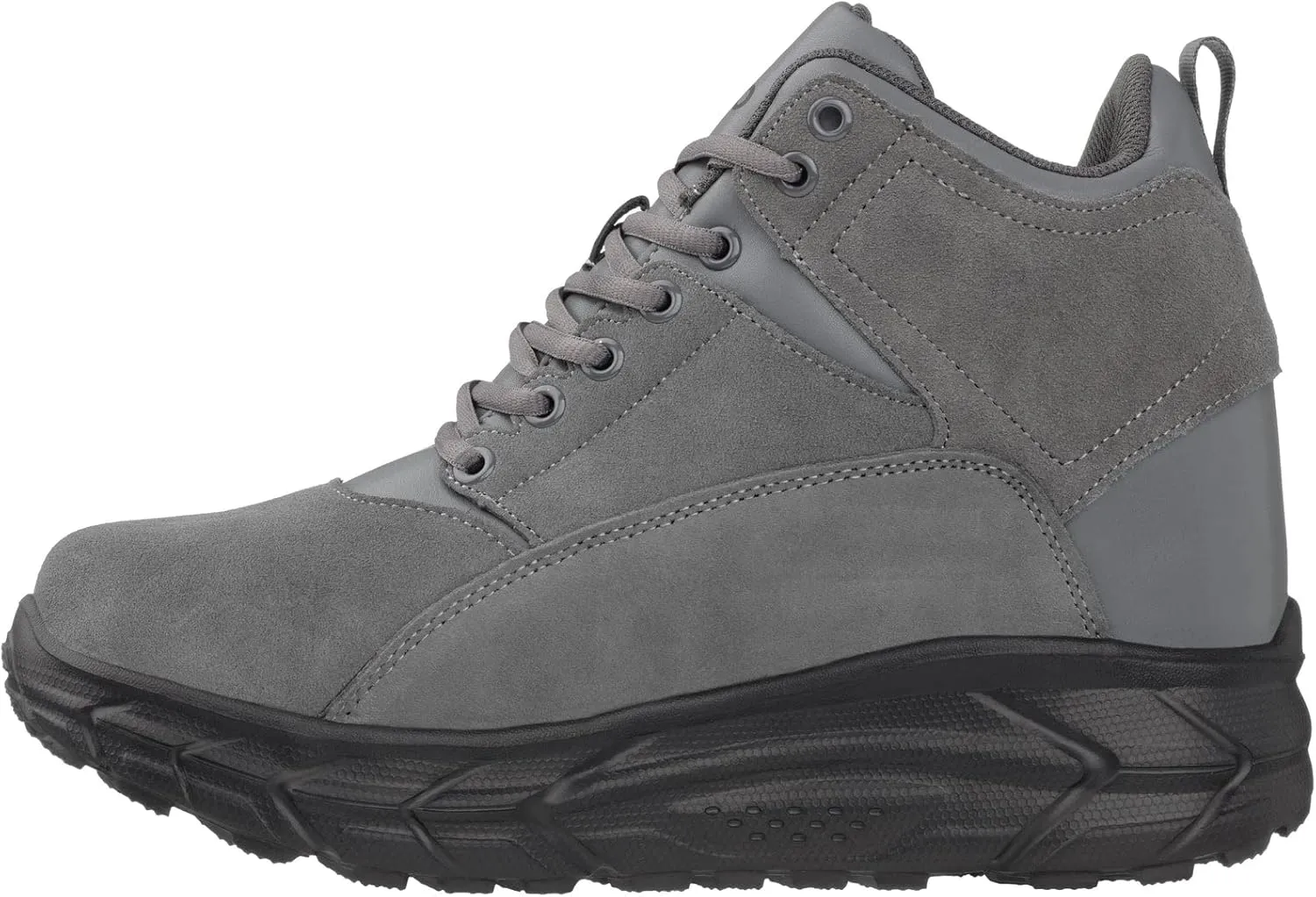 CALTO Men's Invisible Height Increasing Elevator Shoes - Grey Lace-up High-Top Hiking Style Sneaker Boots - 4 Inches Taller - S22800 - Size 8 D(M) US