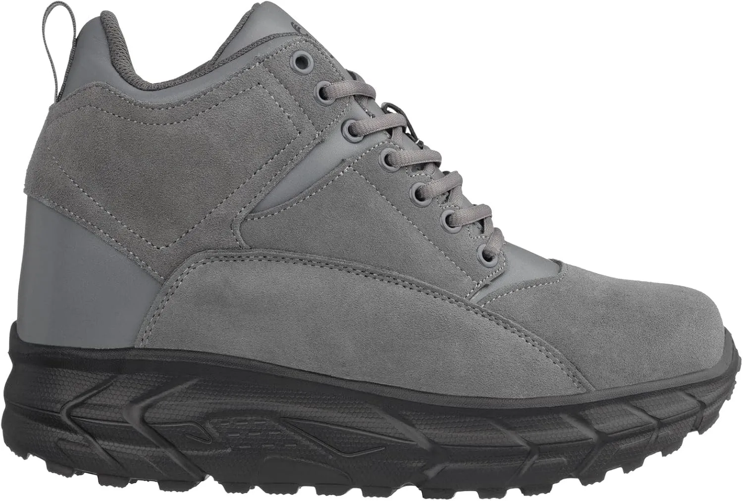 CALTO Men's Invisible Height Increasing Elevator Shoes - Grey Lace-up High-Top Hiking Style Sneaker Boots - 4 Inches Taller - S22800 - Size 9 D(M) US