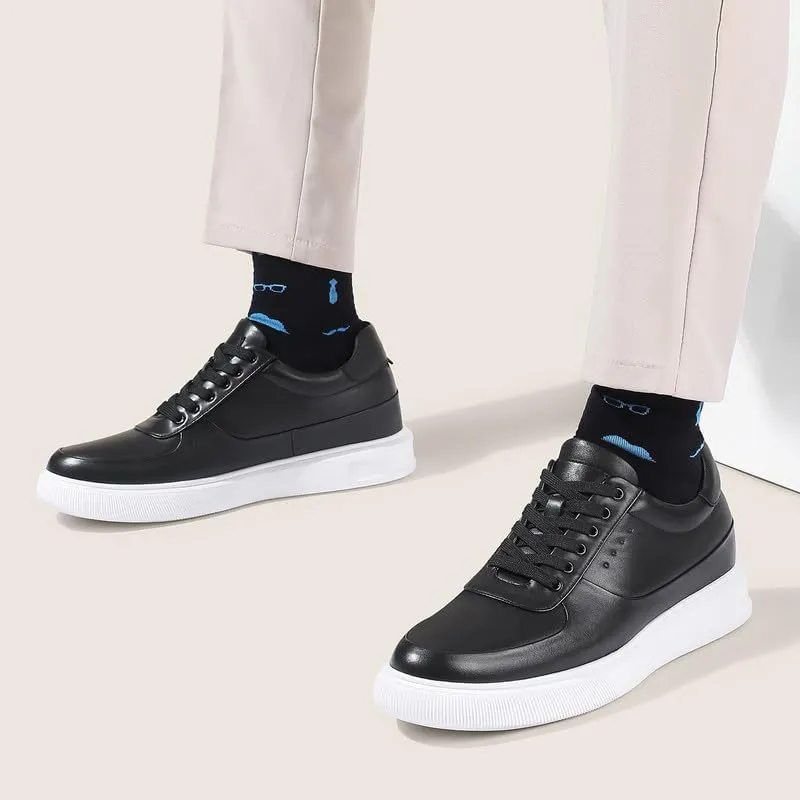 CHAMARIPA Men's Invisible Height Increasing Elevator Shoes Lace-Up Fashion Casual Comfortable Sneakers Genuine Leather Lifting Shoes That Make You 2.36/2.76 Inches Taller Handcrafted