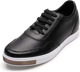 CHAMARIPA Men's Invisible Height Increasing Elevator Shoes Lace-Up Fashion Casual Comfortable Sneakers Genuine Leather Lifting Shoes That Make You 2.36/2.76 Inches Taller Handcrafted