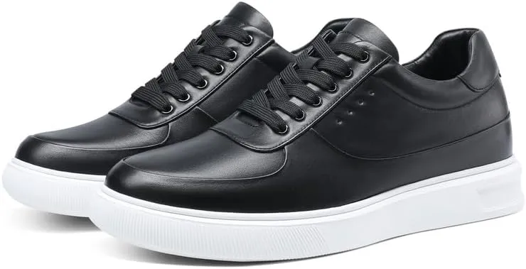 CHAMARIPA Men's Invisible Height Increasing Elevator Shoes Lace-Up Fashion Casual Comfortable Sneakers Genuine Leather Lifting Shoes That Make You 2.36/2.76 Inches Taller Handcrafted