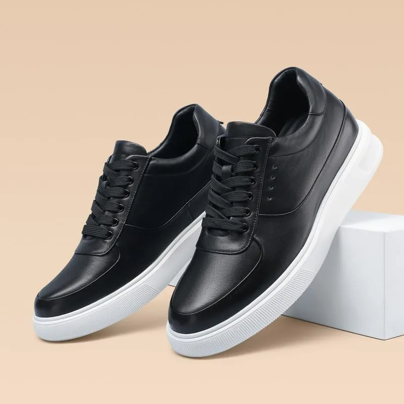 CHAMARIPA Men's Invisible Height Increasing Elevator Shoes Lace-Up Fashion Casual Comfortable Sneakers Genuine Leather Lifting Shoes That Make You 2.36/2.76 Inches Taller Handcrafted