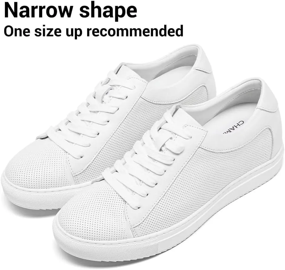 CHAMARIPA Men's Invisible Height Increasing Elevator Shoes Lace-Up Fashion Casual Comfortable Sneakers Genuine Leather Lifting Shoes That Make You 2.36/2.76 Inches Taller Handcrafted
