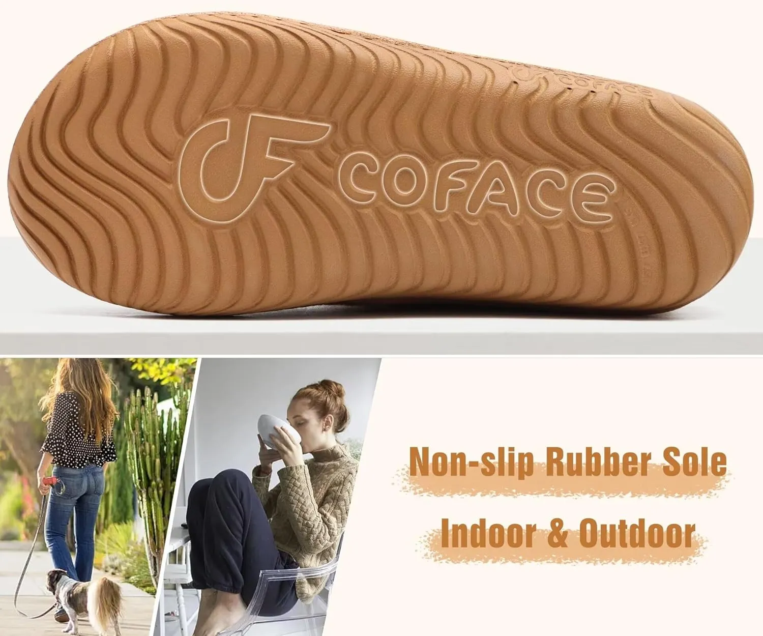 COFACE Women's Memory Foam House Slippers Arch Support Moccasin Winter Shoes Ladies Warm Fuzzy Faux Fur Collar With Indoor Outdoor Rubber Sole