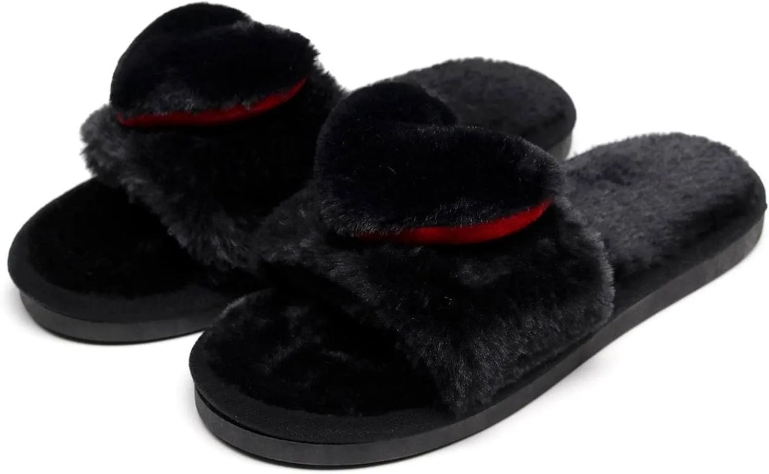 Crazy Lady Women's LOVE Slippers Fuzzy Fluffy Memory Foam House Shoes Open Toe Indoor and Outdoor