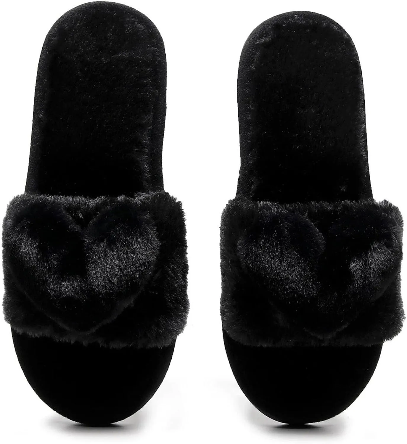 Crazy Lady Women's LOVE Slippers Fuzzy Fluffy Memory Foam House Shoes Open Toe Indoor and Outdoor