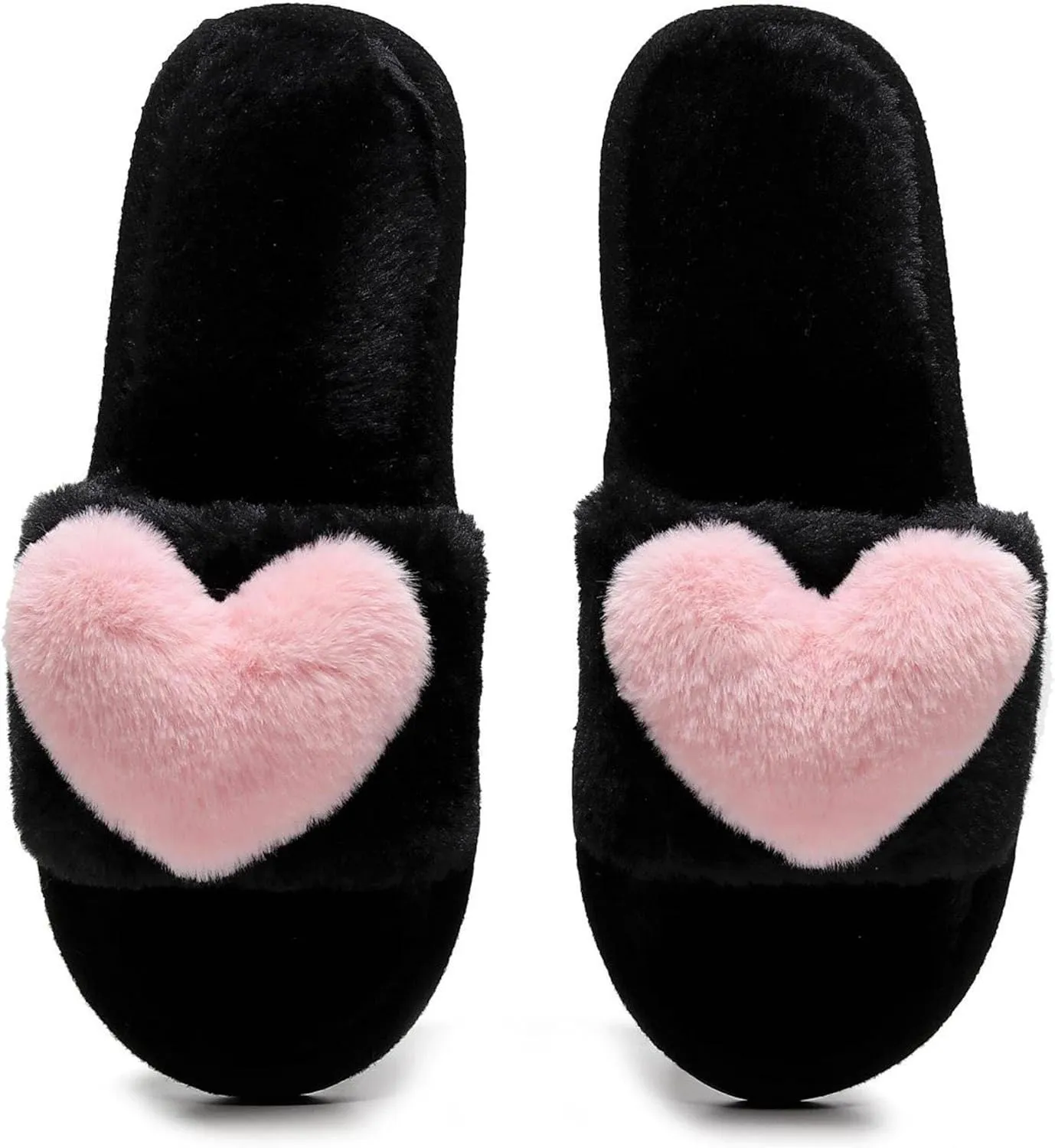 Crazy Lady Women's LOVE Slippers Fuzzy Fluffy Memory Foam House Shoes Open Toe Indoor and Outdoor