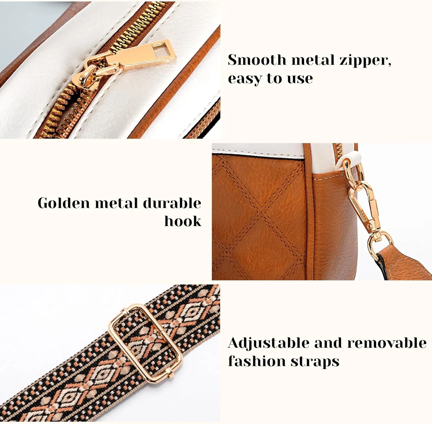 Crossbody Bags for Women, Vegan Leather Shoulder Handbags Rhombus Quilted Small Purses for Women with Wide Strap