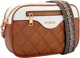 Crossbody Bags for Women, Vegan Leather Shoulder Handbags Rhombus Quilted Small Purses for Women with Wide Strap