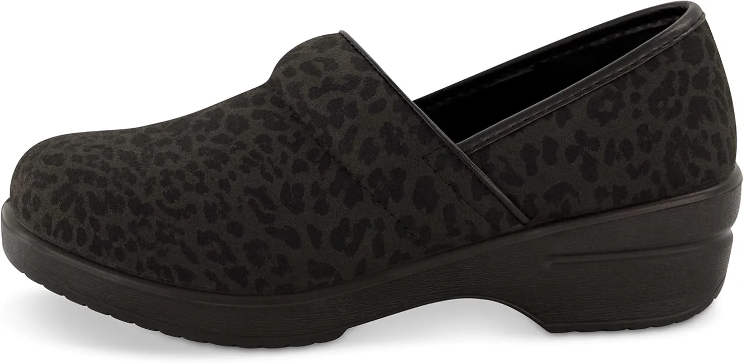 CUSHIONAIRE Women's Claire Slip-On Clog, Vegan Leather, Memory Foam, Lightweight Comfort Clog with 1.5-Inch Heel