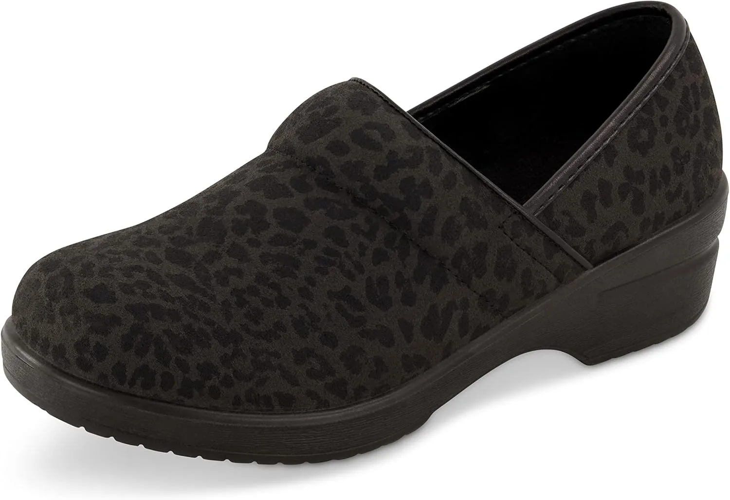 CUSHIONAIRE Women's Claire Slip-On Clog, Vegan Leather, Memory Foam, Lightweight Comfort Clog with 1.5-Inch Heel