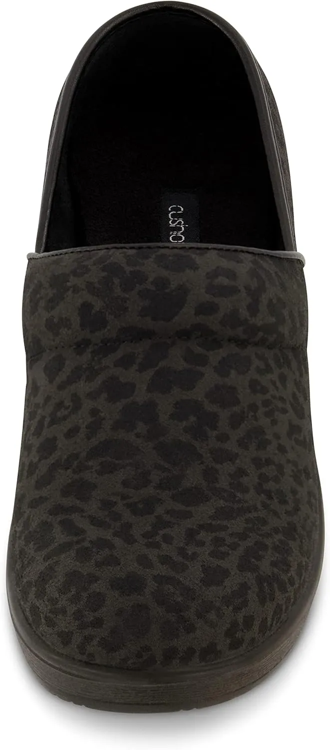 CUSHIONAIRE Women's Claire Slip-On Clog, Vegan Leather, Memory Foam, Lightweight Comfort Clog with 1.5-Inch Heel