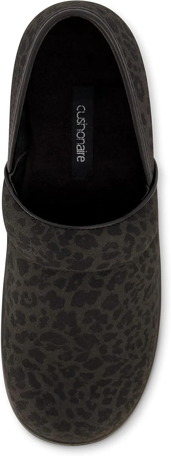 CUSHIONAIRE Women's Claire Slip-On Clog, Vegan Leather, Memory Foam, Lightweight Comfort Clog with 1.5-Inch Heel