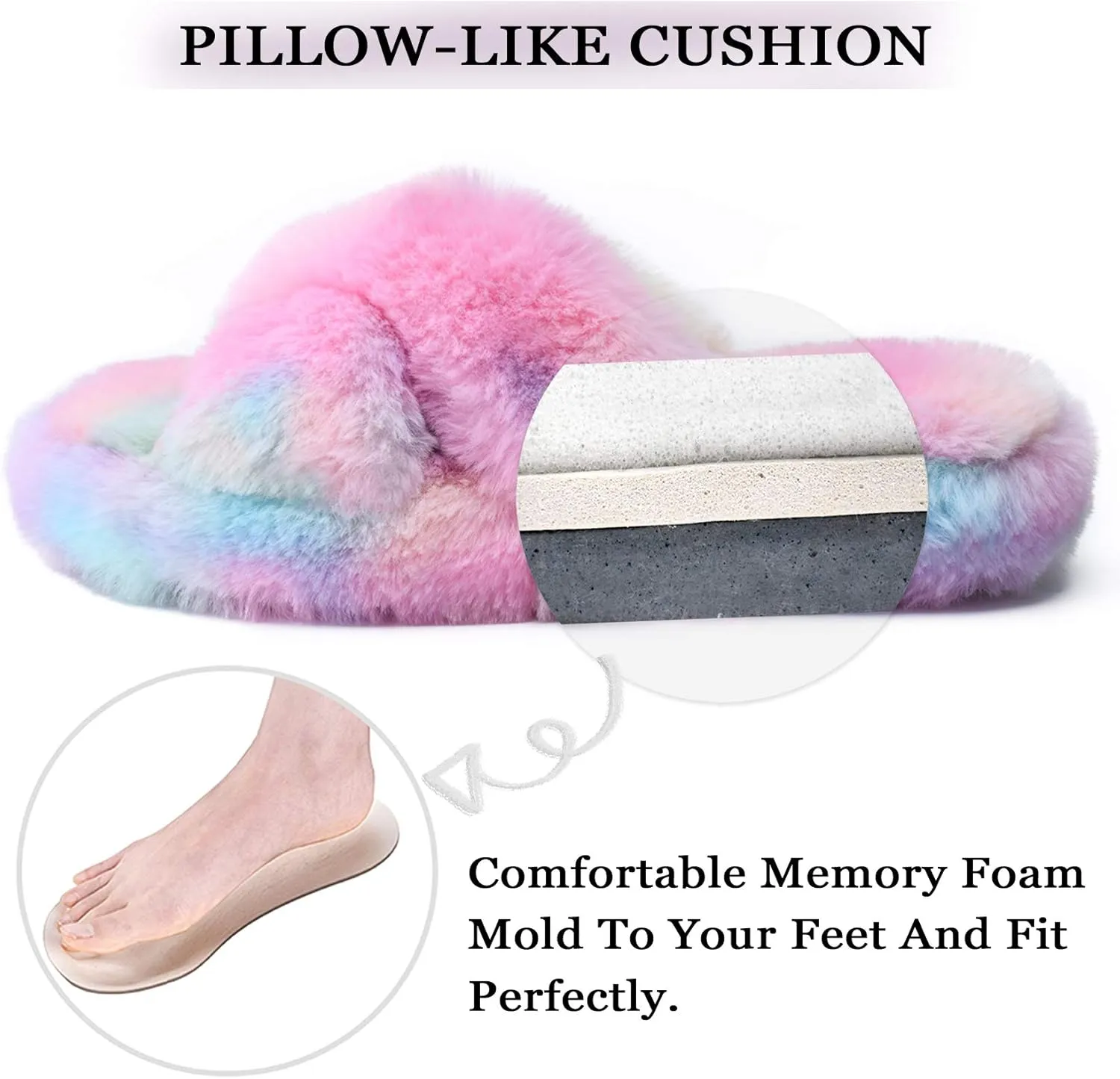 DL Fluffy Womens House Slippers Cross Band Open Toe, Soft Plush Fleece Bedroom Slippers Women Memory Foam, Comfy Fuzzy Slip On Non-Slip Womens Slippers Indoor Leopard Size