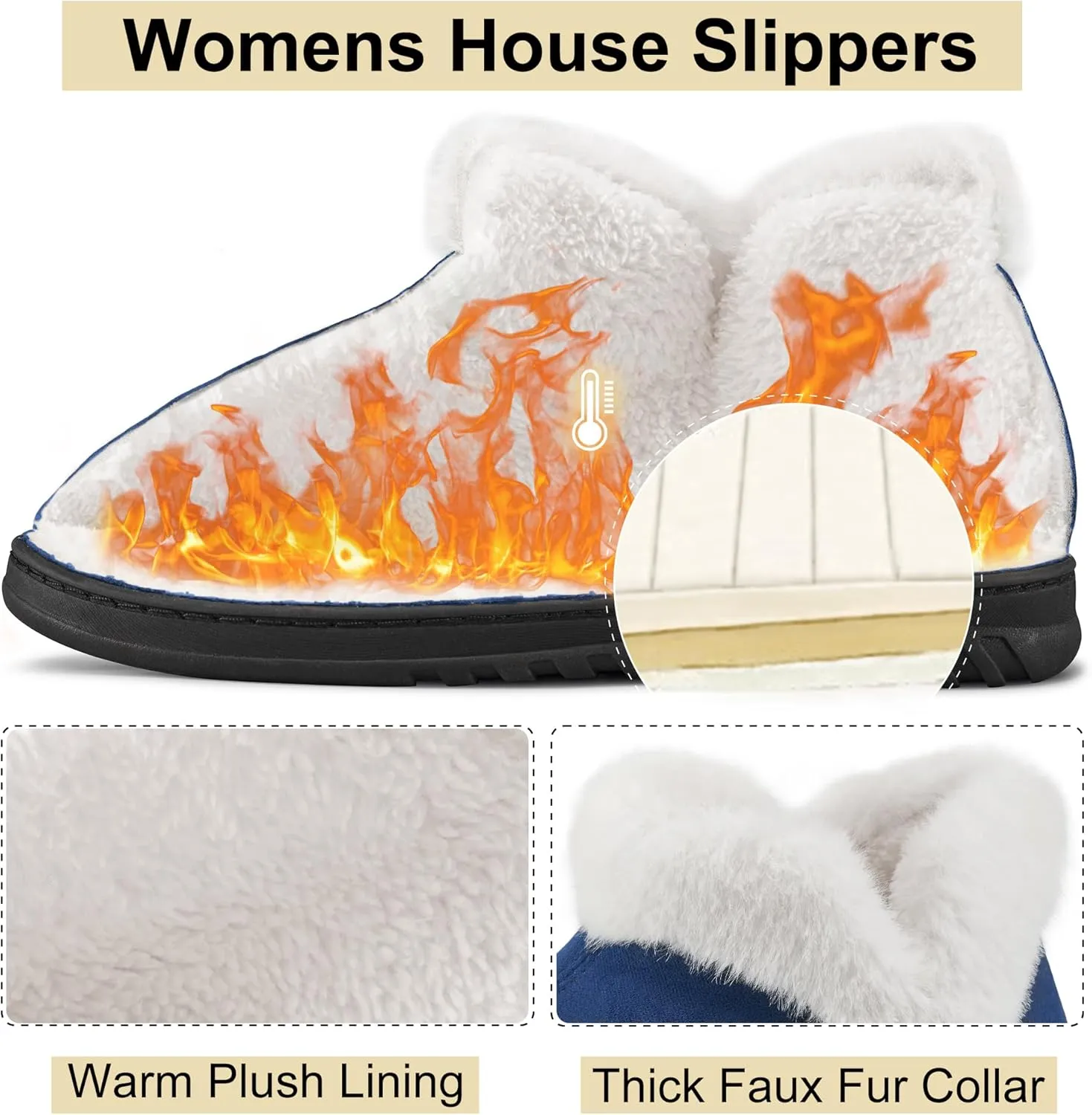 Ecetana Womens Slippers House Shoes: Memory Foam Comfy Closed Back Fuzzy Slippers Indoor and Outdoor Cozy Slip On Soft Bedroom Shoes