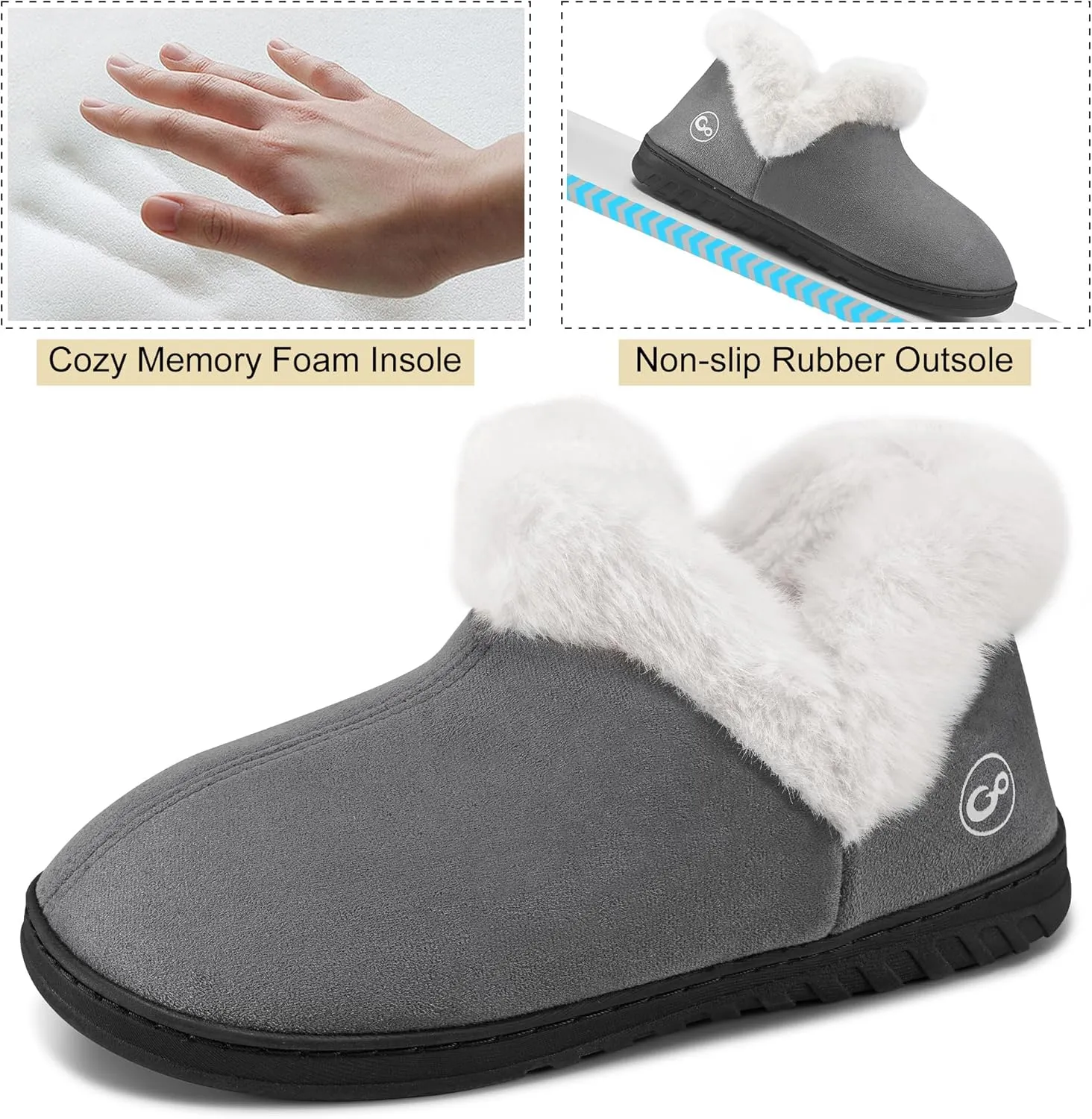 Ecetana Womens Slippers House Shoes: Memory Foam Comfy Closed Back Fuzzy Slippers Indoor and Outdoor Cozy Slip On Soft Bedroom Shoes