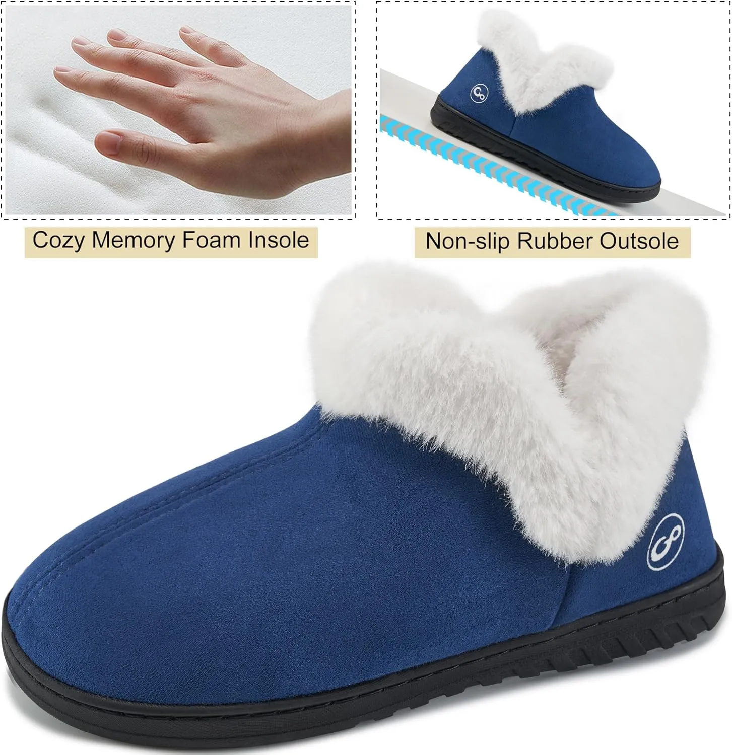 Ecetana Womens Slippers House Shoes: Memory Foam Comfy Closed Back Fuzzy Slippers Indoor and Outdoor Cozy Slip On Soft Bedroom Shoes
