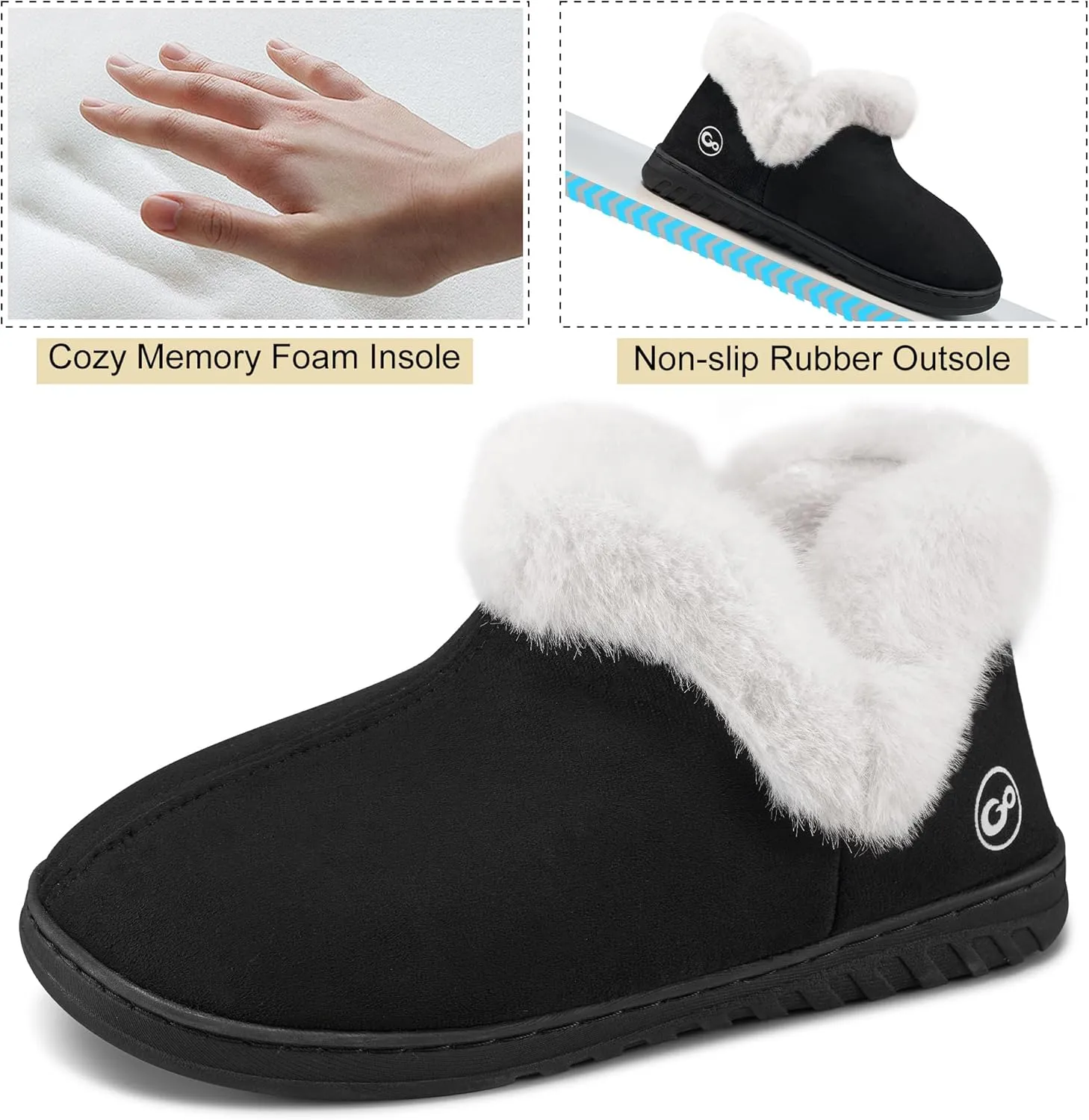 Ecetana Womens Slippers House Shoes: Memory Foam Comfy Closed Back Fuzzy Slippers Indoor and Outdoor Cozy Slip On Soft Bedroom Shoes