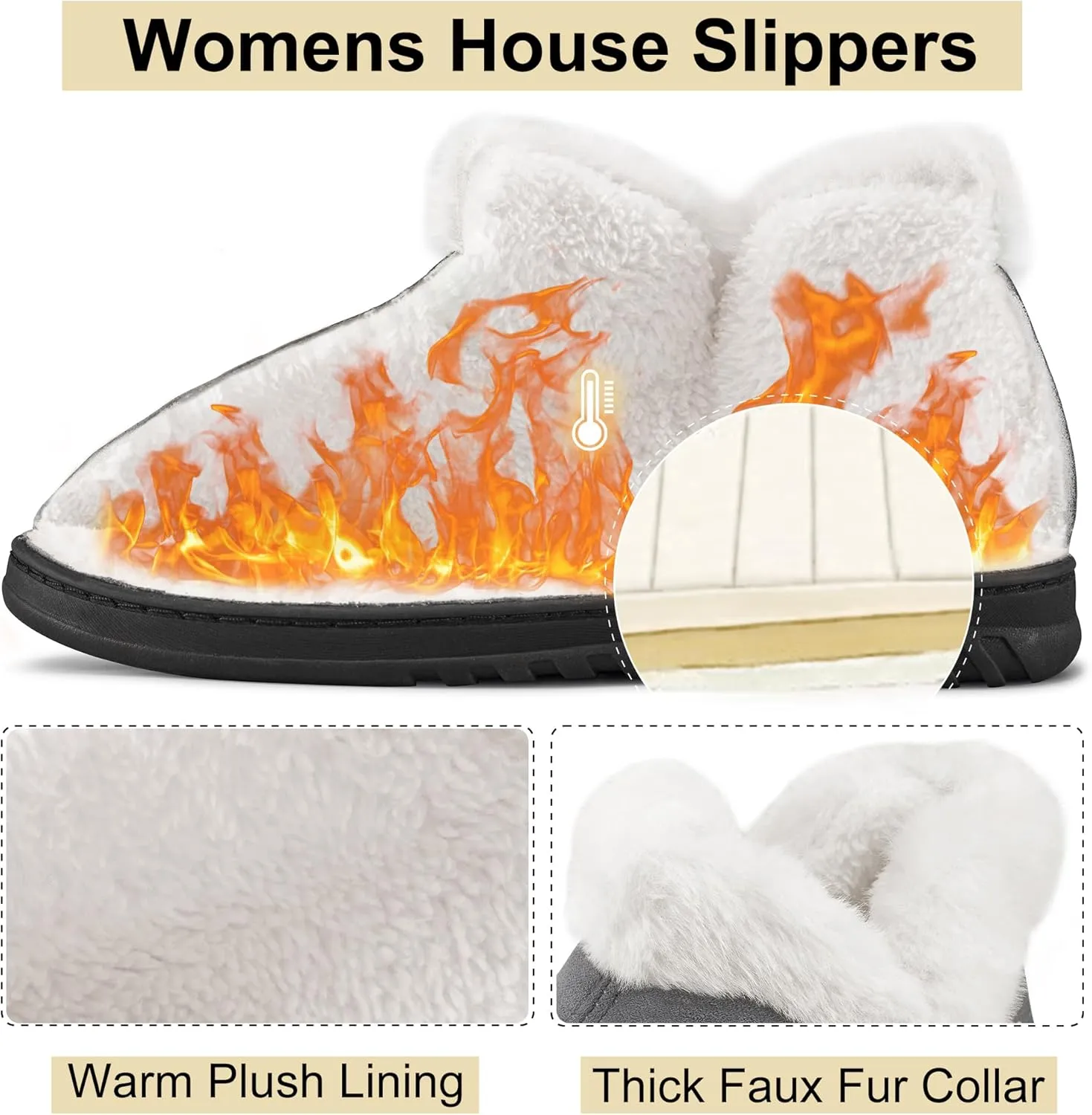 Ecetana Womens Slippers House Shoes: Memory Foam Comfy Closed Back Fuzzy Slippers Indoor and Outdoor Cozy Slip On Soft Bedroom Shoes