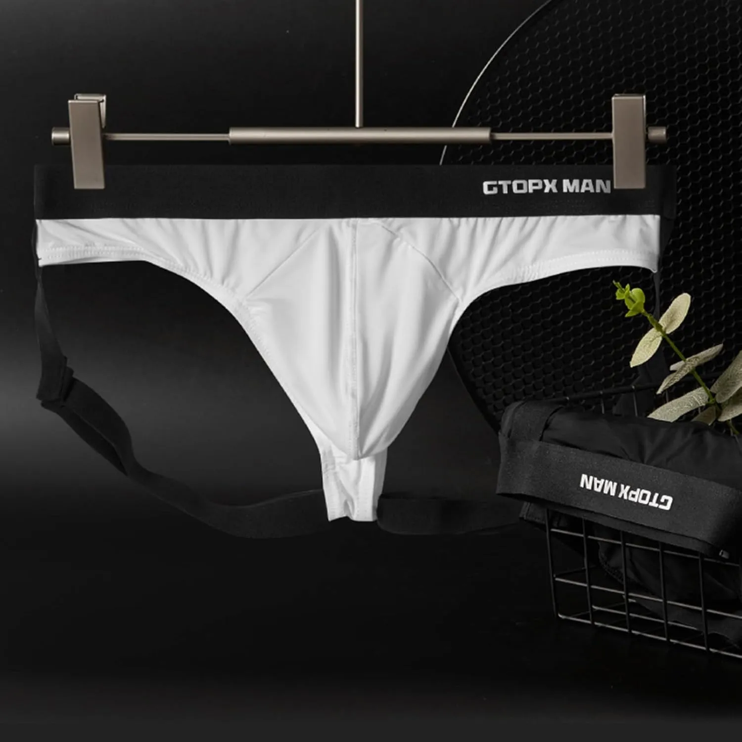 Evankin Men's Sexy Jock Strap Personalized Thong Underwear Ice Silk Strap Men U Convex Bag Fun Brief Underwear
