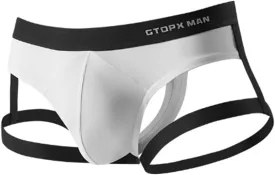 Evankin Men's Sexy Jock Strap Personalized Thong Underwear Ice Silk Strap Men U Convex Bag Fun Brief Underwear