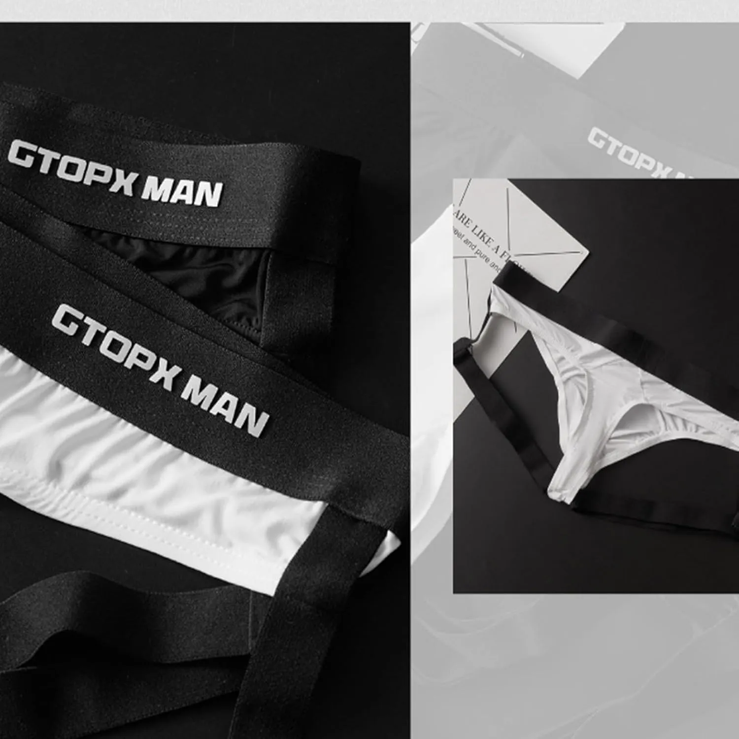 Evankin Men's Sexy Jock Strap Personalized Thong Underwear Ice Silk Strap Men U Convex Bag Fun Brief Underwear
