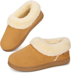 EverFoams Women's Faux Fur Bootie Slippers Ladies House Shoes with Bedroom Memory Foam and Indoor Outdoor Rubber Sole