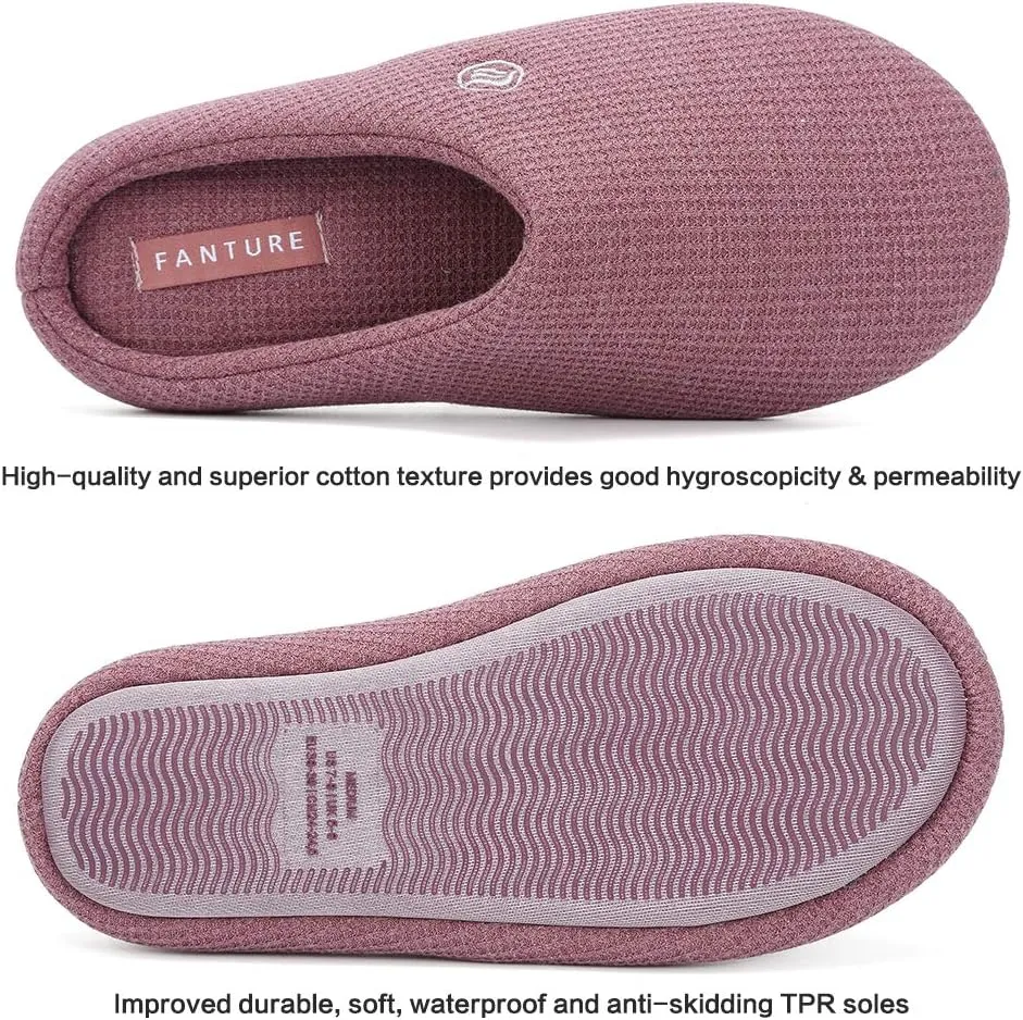 FANTURE nisex Men's Women's Memory Foam Slippers Comfort Cotton-Blend Closed Toe House Shoes Indoor Scuff-U419WMT029-2024-0606