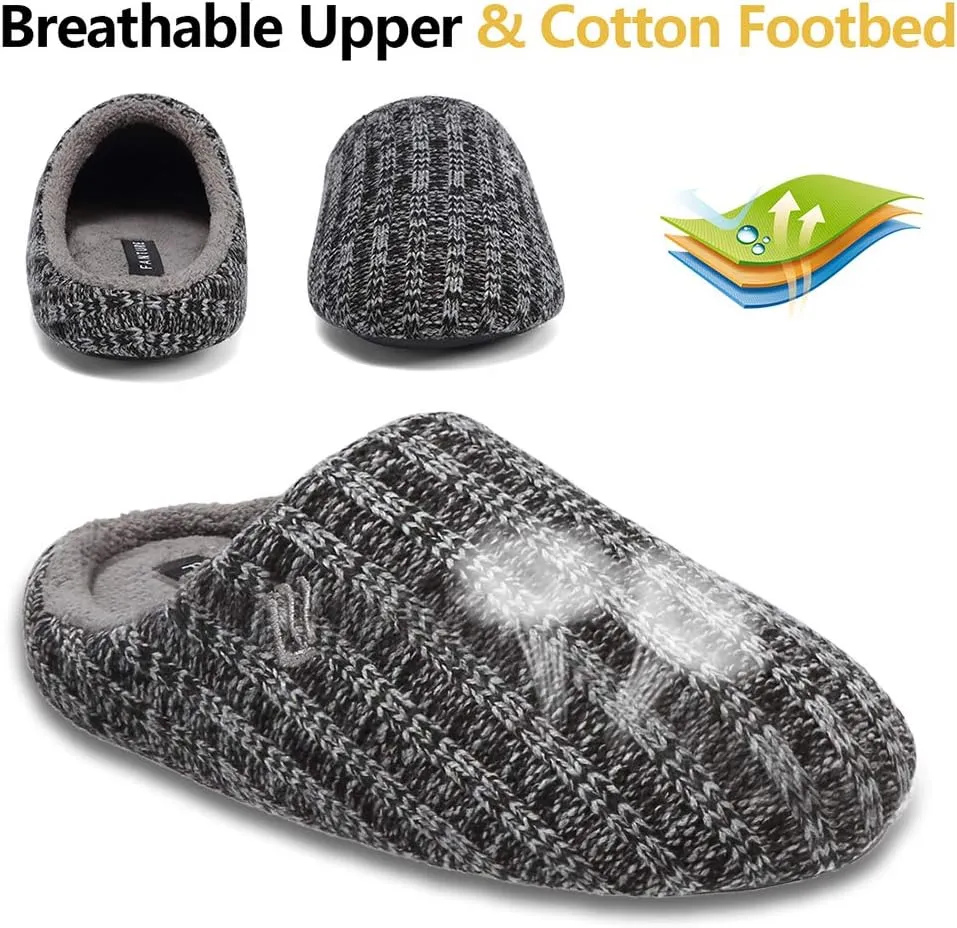 FANTURE nisex Men's Women's Memory Foam Slippers Comfort Cotton-Blend Closed Toe House Shoes Indoor Scuff-U419WMT029-2024-0606