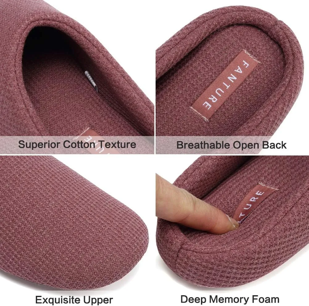 FANTURE nisex Men's Women's Memory Foam Slippers Comfort Cotton-Blend Closed Toe House Shoes Indoor Scuff-U419WMT029-2024-0606