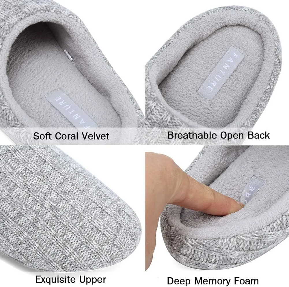FANTURE nisex Men's Women's Memory Foam Slippers Comfort Cotton-Blend Closed Toe House Shoes Indoor Scuff-U419WMT029-2024-0606