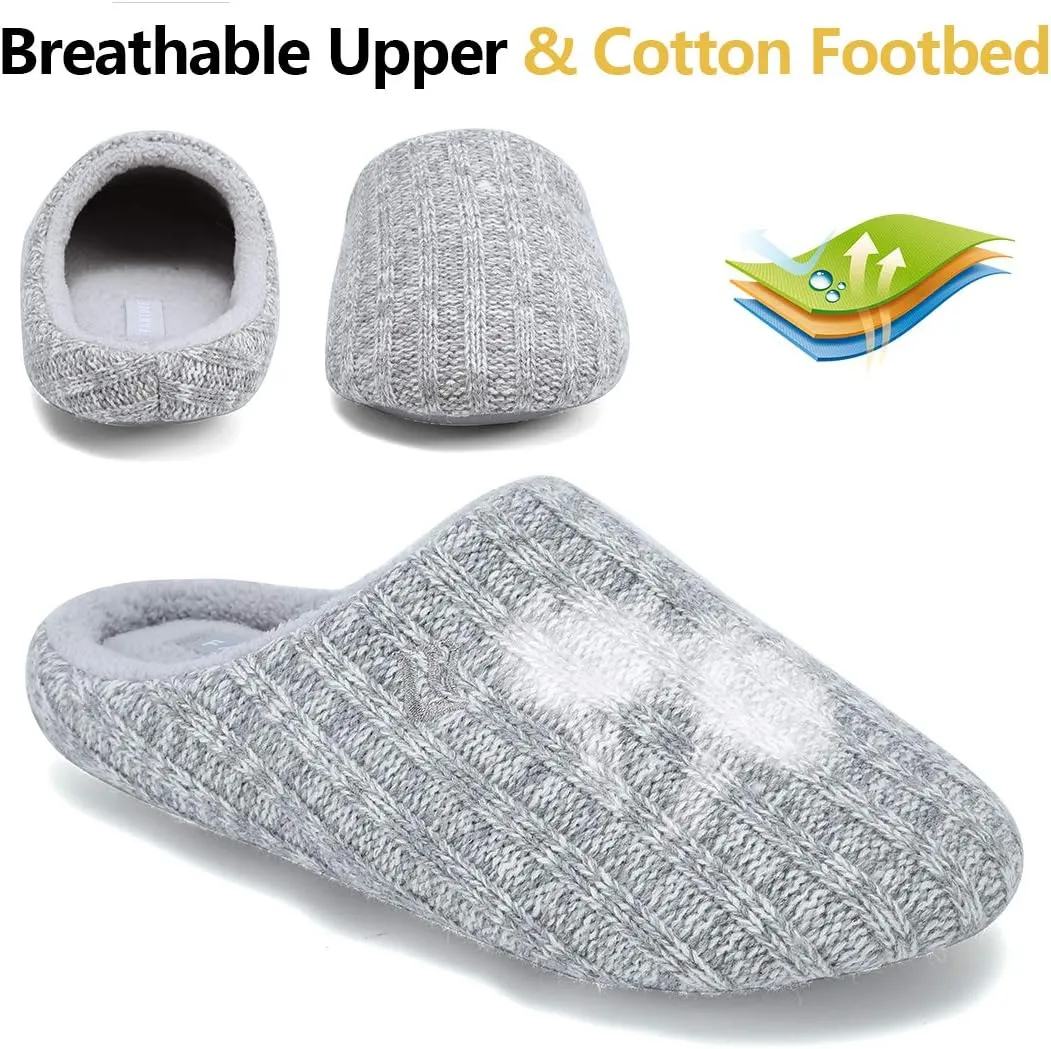FANTURE nisex Men's Women's Memory Foam Slippers Comfort Cotton-Blend Closed Toe House Shoes Indoor Scuff-U419WMT029-2024-0606