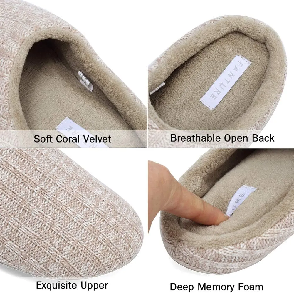 FANTURE nisex Men's Women's Memory Foam Slippers Comfort Cotton-Blend Closed Toe House Shoes Indoor Scuff-U419WMT029-2024-0606