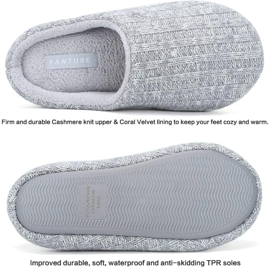 FANTURE nisex Men's Women's Memory Foam Slippers Comfort Cotton-Blend Closed Toe House Shoes Indoor Scuff-U419WMT029-2024-0606