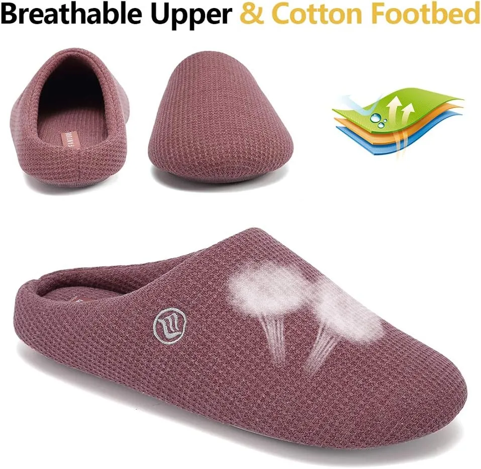 FANTURE nisex Men's Women's Memory Foam Slippers Comfort Cotton-Blend Closed Toe House Shoes Indoor Scuff-U419WMT029-2024-0606