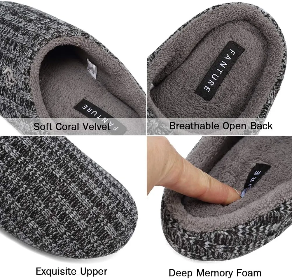 FANTURE nisex Men's Women's Memory Foam Slippers Comfort Cotton-Blend Closed Toe House Shoes Indoor Scuff-U419WMT029-2024-0606
