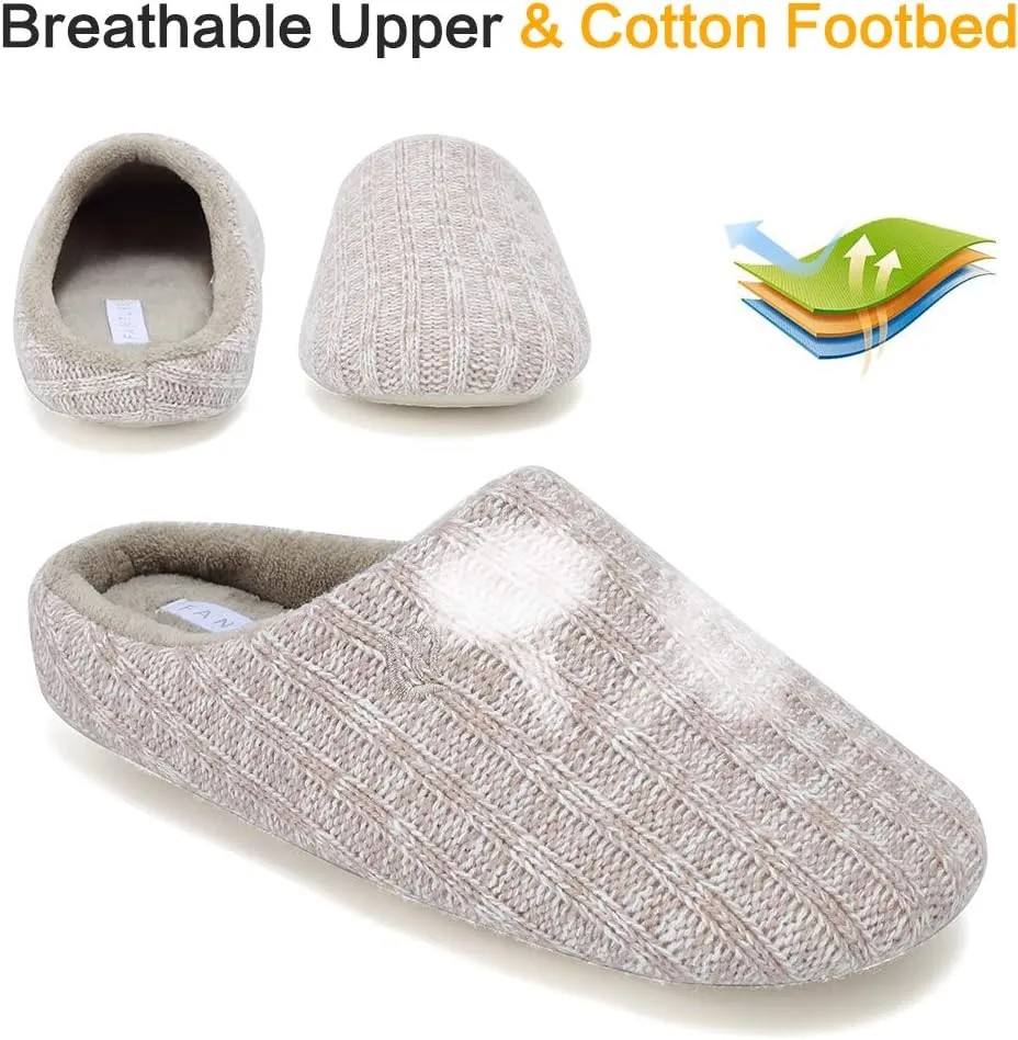 FANTURE nisex Men's Women's Memory Foam Slippers Comfort Cotton-Blend Closed Toe House Shoes Indoor Scuff-U419WMT029-2024-0606