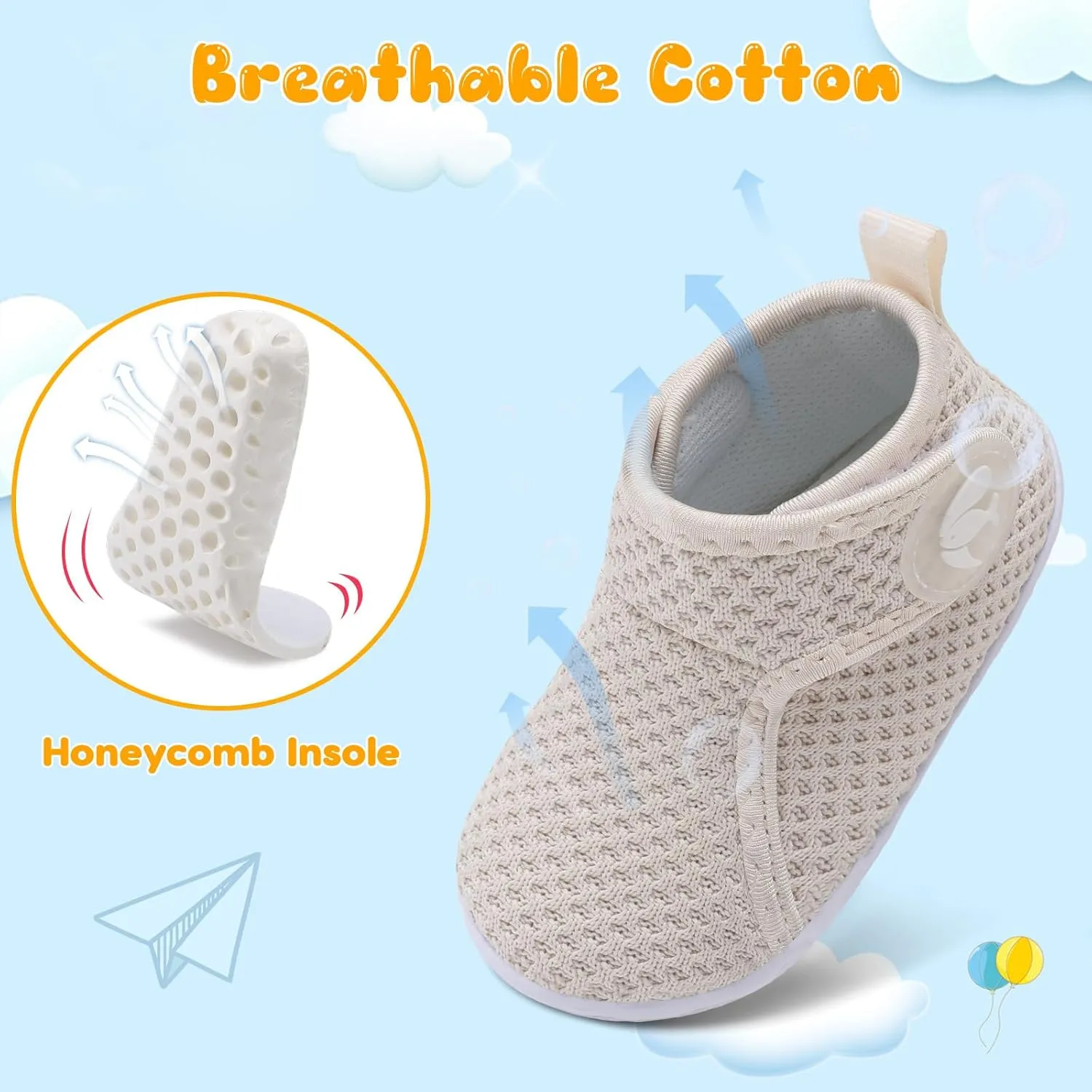 FEETCITY Lightweight Baby Sock Shoes Baby Walking Shoes Boys Girls Infant High-Top Shoe 12-18 Months