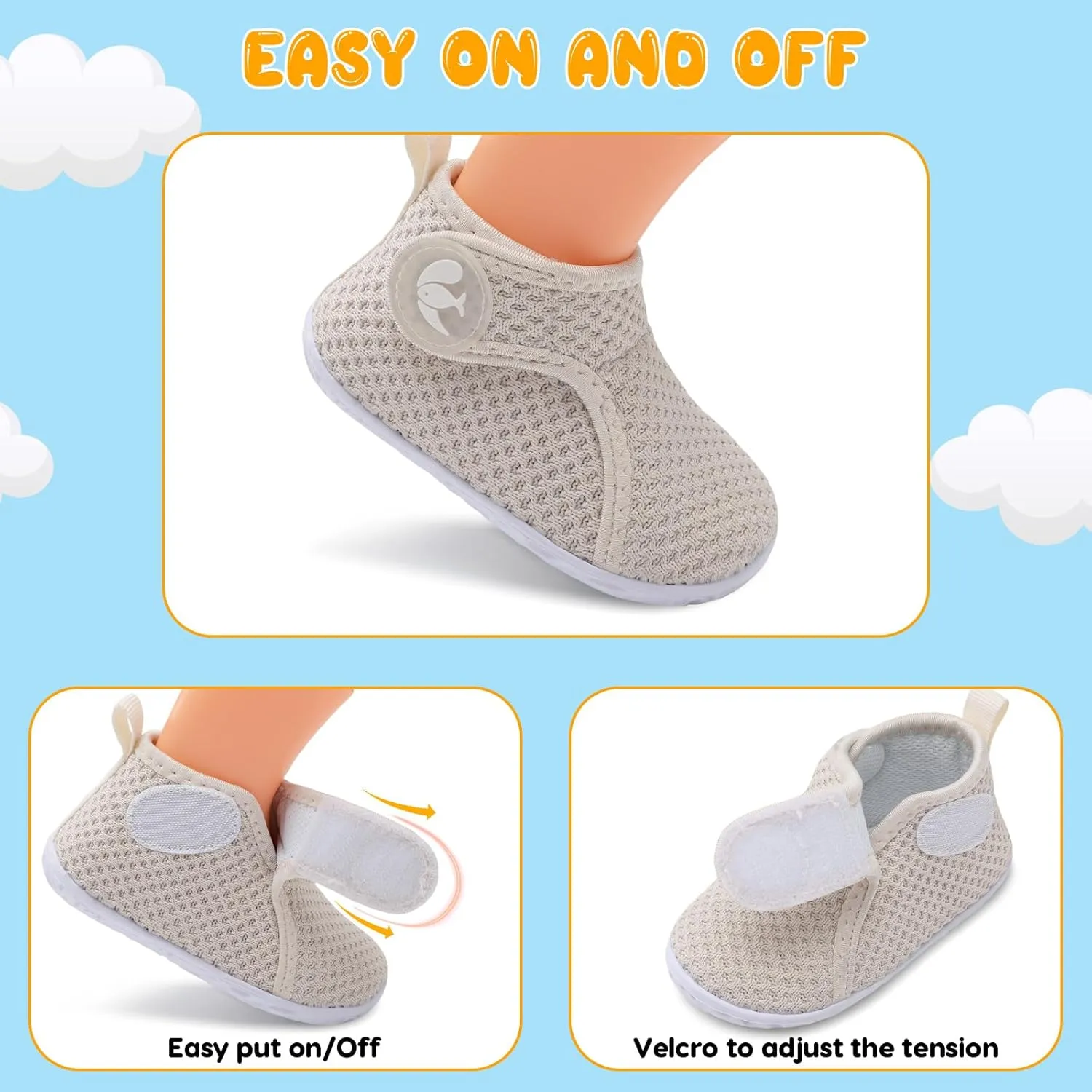 FEETCITY Lightweight Baby Sock Shoes Baby Walking Shoes Boys Girls Infant High-Top Shoe 12-18 Months